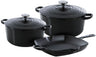 BK Pannenset Bourgogne Jet Black Gietijzer 3-delig - Braadpan ø 24, 28 cm & Grillpan 26x26 cm - geschikt voor alle warmtebronnen