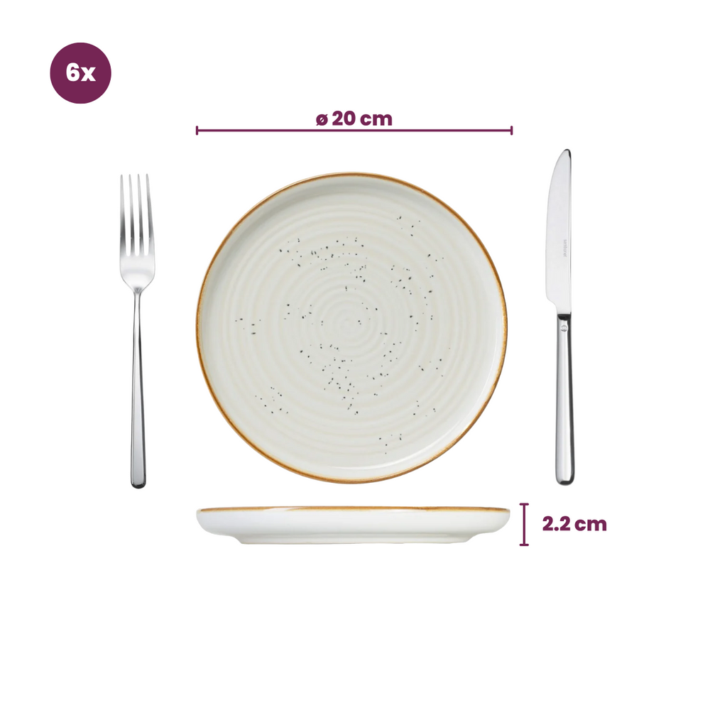 Cosy & Trendy Serviesset Baltic Vanilla 18-delig / 6 personen - 6 dinerborden, 6 ontbijtborden en 6 kommen