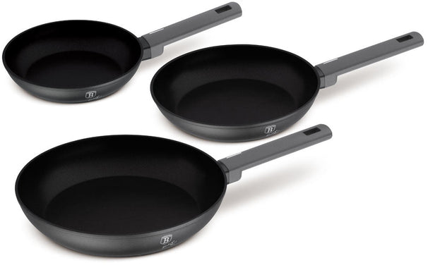 Berlinger Haus Koekenpannenset Mat Antraciet 3-Delig - ø 20, 24 & 28 cm - geschikt voor alle warmtebronnen - standaard anti-aanbaklaag