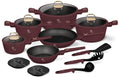 Berlinger Haus Pannenset Mat Bordeaux 11-Delig - Kookpan ø 20, 24, 28 cm, Koekenpan ø 24, 28 cm & Steelpan ø 16 cm - geschikt voor alle warmtebronnen