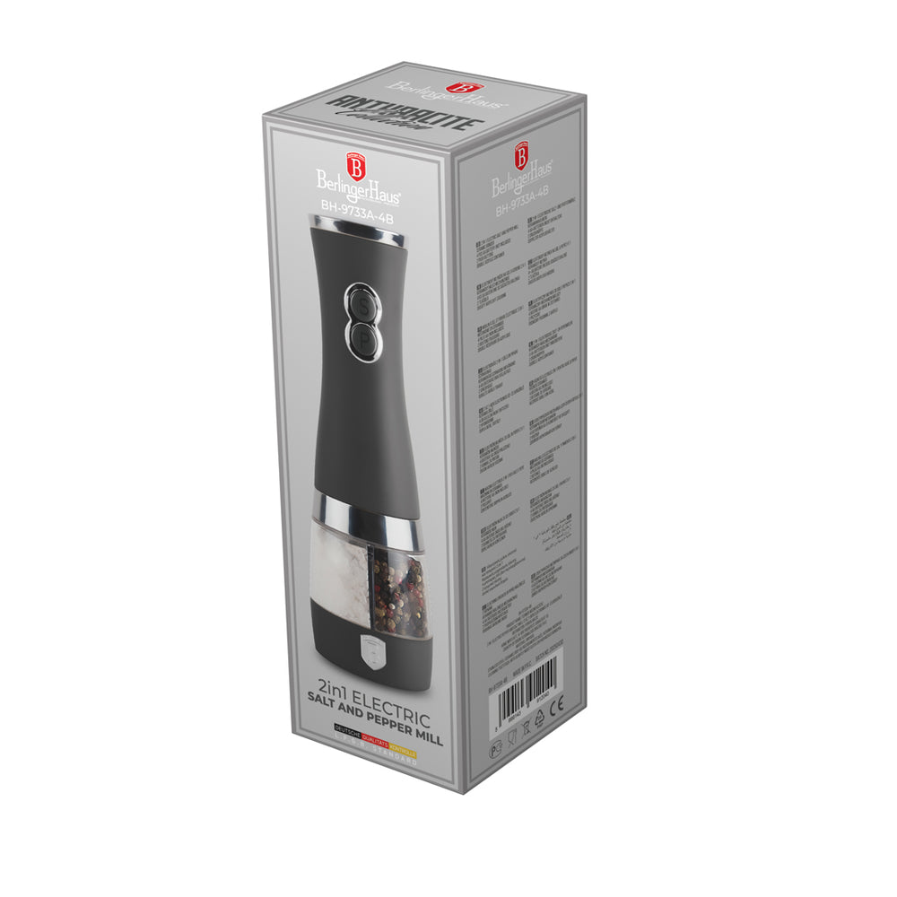 Berlinger Haus Elektrische Peper- en Zoutmolen Mat Antraciet - 2-in-1 - Keramische Molen