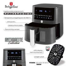 BerlingerHaus Airfryer XXXL Mat Antraciet - met Kijkvenster - 8 Liter - 1650W
