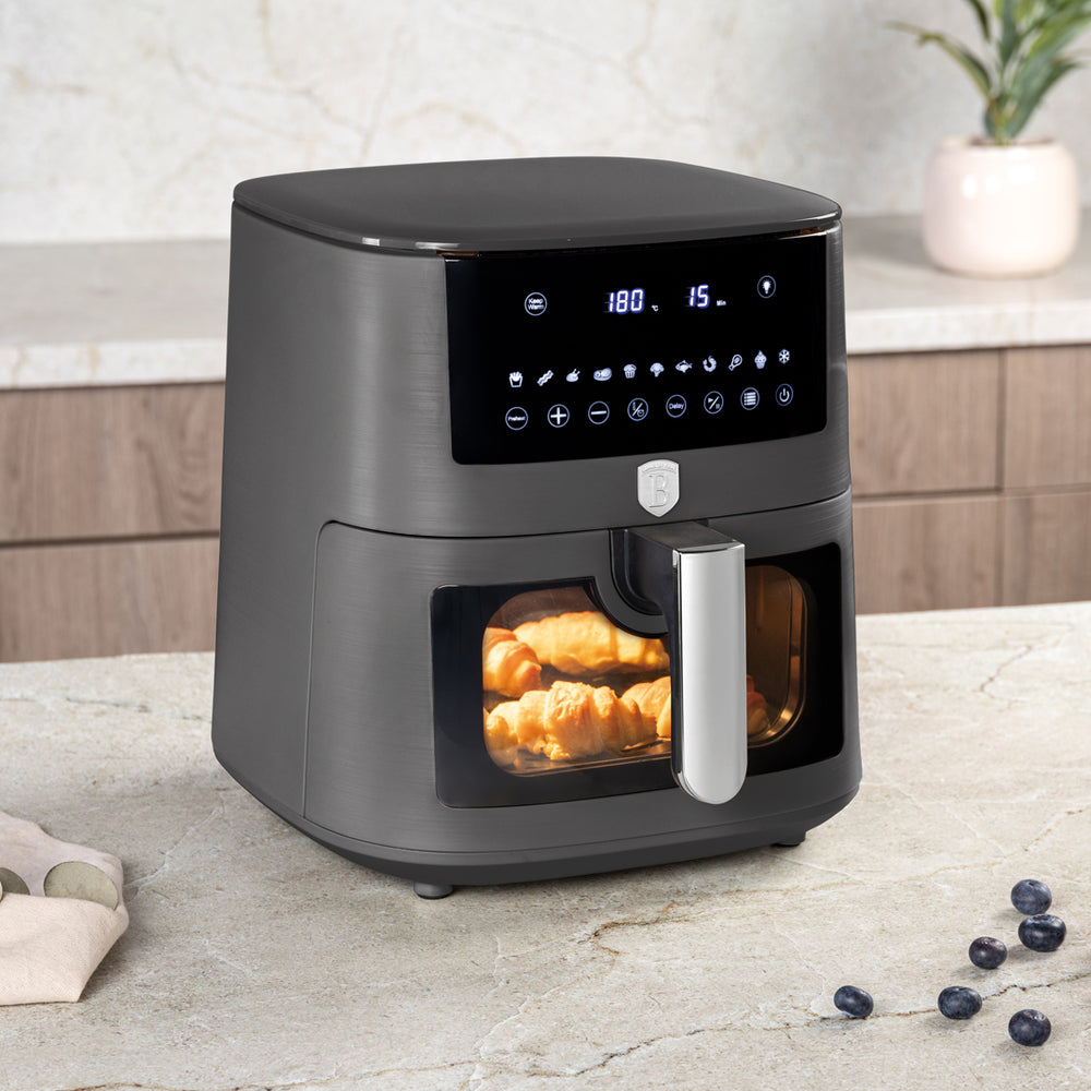 BerlingerHaus Airfryer XXXL Mat Antraciet - met Kijkvenster - 8 Liter - 1650W