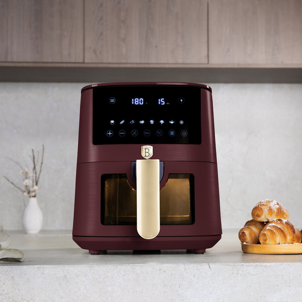 Berlinger Haus Airfryer XL Mat Bordeaux - met Kijkvenster - 5 Liter - 1400W