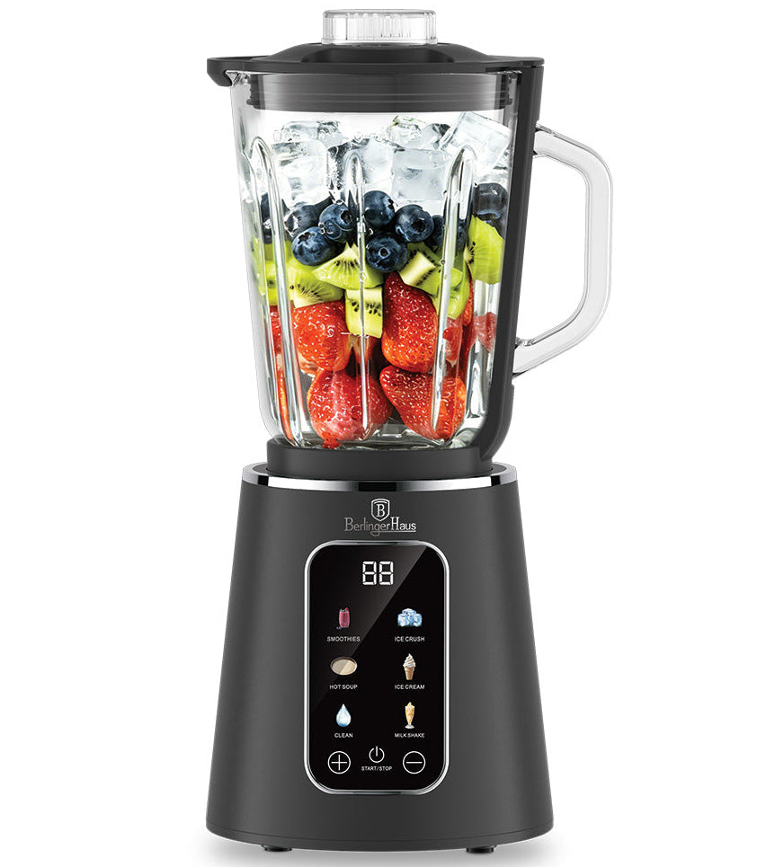 Berlinger Haus Blender Digitaal Mat Antraciet - Glazen Kan - 1.5 Liter - 1000W