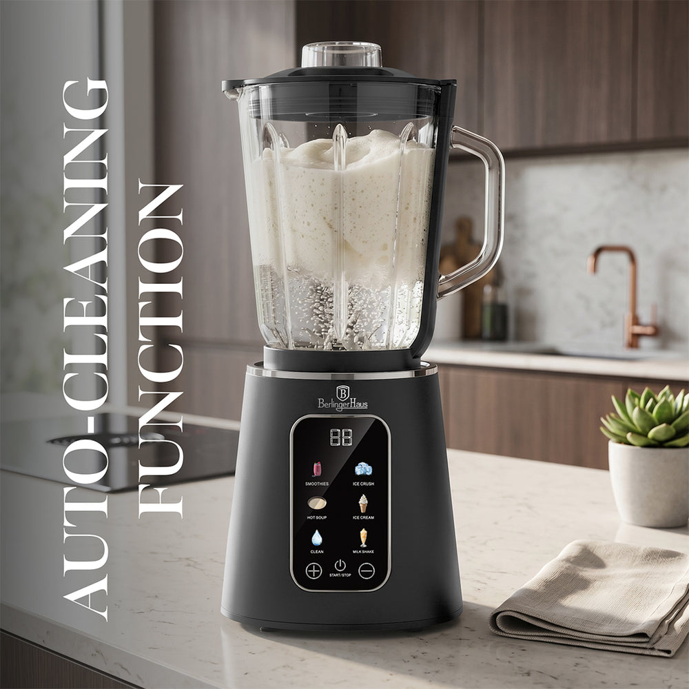 Berlinger Haus Blender Digitaal Mat Antraciet - Glazen Kan - 1.5 Liter - 1000W