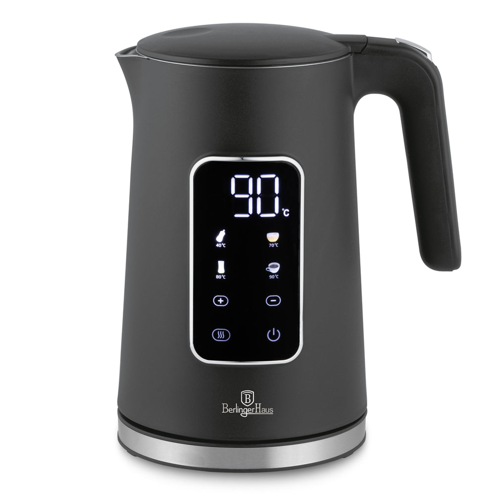 Berlinger Haus Waterkoker Digitaal Mat Antraciet - Temperatuurinstelling - 1.7 Liter - 2200W