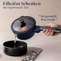 Berlinger Haus Pannenset Mat Blauw 11-Delig - Kookpan ø 20, 24, 28 cm, Koekenpan ø 24, 28 cm & Steelpan ø 16 cm - Geschikt voor alle warmtebronnen
