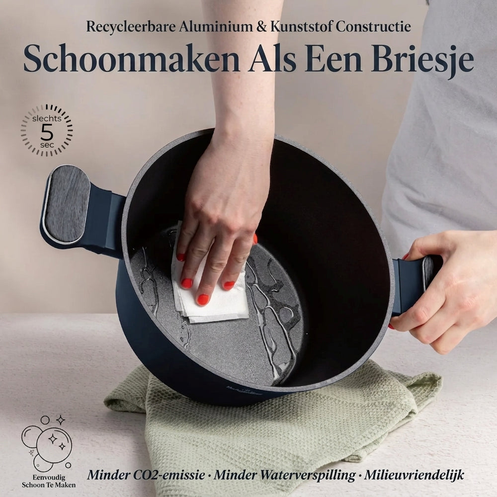 Berlinger Haus Pannenset Mat Blauw 11-Delig - Kookpan ø 20, 24, 28 cm, Koekenpan ø 24, 28 cm & Steelpan ø 16 cm - Geschikt voor alle warmtebronnen