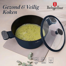 Berlinger Haus Pannenset Mat Blauw 11-Delig - Kookpan ø 20, 24, 28 cm, Koekenpan ø 24, 28 cm & Steelpan ø 16 cm - Geschikt voor alle warmtebronnen