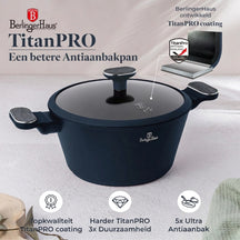 Berlinger Haus Pannenset Mat Blauw 11-Delig - Kookpan ø 20, 24, 28 cm, Koekenpan ø 24, 28 cm & Steelpan ø 16 cm - Geschikt voor alle warmtebronnen