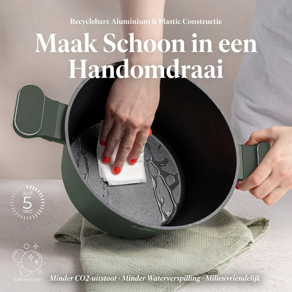 Berlinger Haus Pannenset Mat Groen 11-Delig - Kookpan ø 20, 24, 28 cm, Koekenpan ø 24, 28 cm & Steelpan ø 16 cm - Geschikt voor alle warmtebronnen