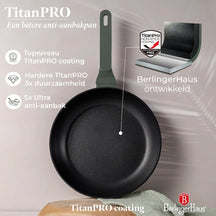 Berlinger Haus Pannenset Mat Groen 11-Delig - Kookpan ø 20, 24, 28 cm, Koekenpan ø 24, 28 cm & Steelpan ø 16 cm - Geschikt voor alle warmtebronnen