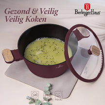 Berlinger Haus Pannenset Nordic Mat Bordeaux 11-Delig - Kookpan ø 20, 24, 28 cm, Koekenpan ø 24, 28 cm & Steelpan ø 16 cm - Geschikt voor alle warmtebronnen
