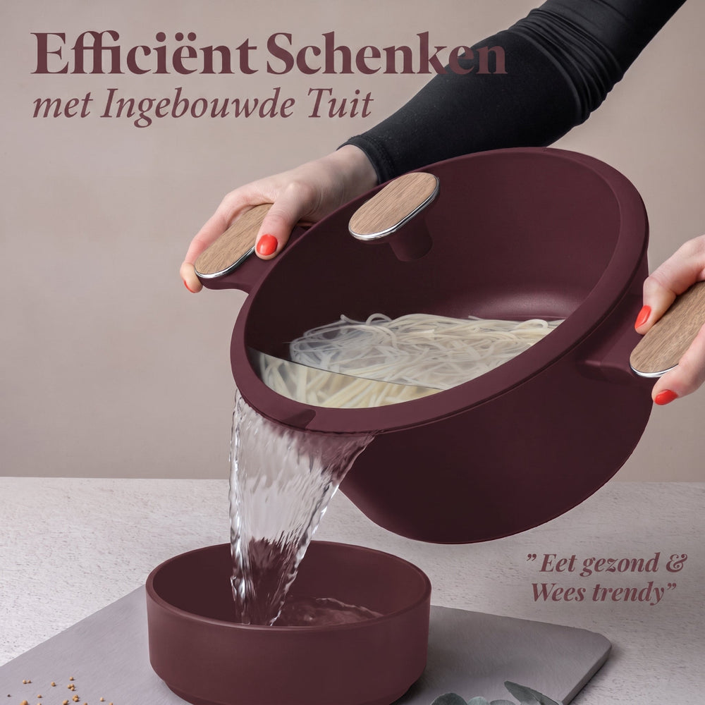 Berlinger Haus Pannenset Nordic Mat Bordeaux 11-Delig - Kookpan ø 20, 24, 28 cm, Koekenpan ø 24, 28 cm & Steelpan ø 16 cm - Geschikt voor alle warmtebronnen