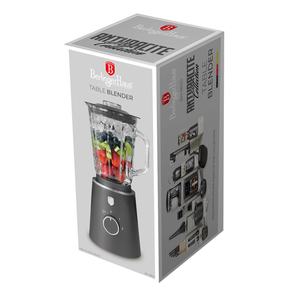 Berlinger Haus Blender Mat Antraciet - Glazen Kan - 1.5 Liter - 1000W