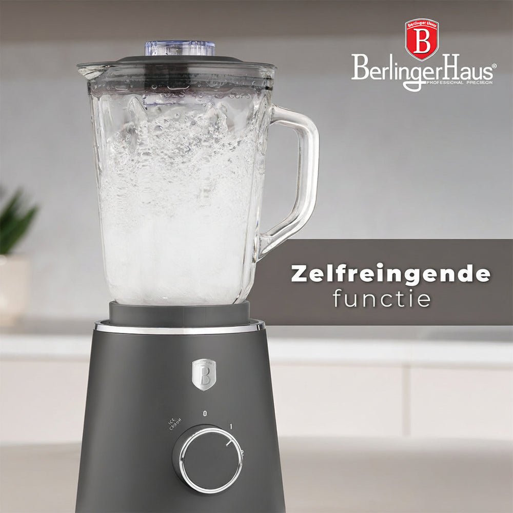 Berlinger Haus Blender Mat Antraciet - Glazen Kan - 1.5 Liter - 1000W