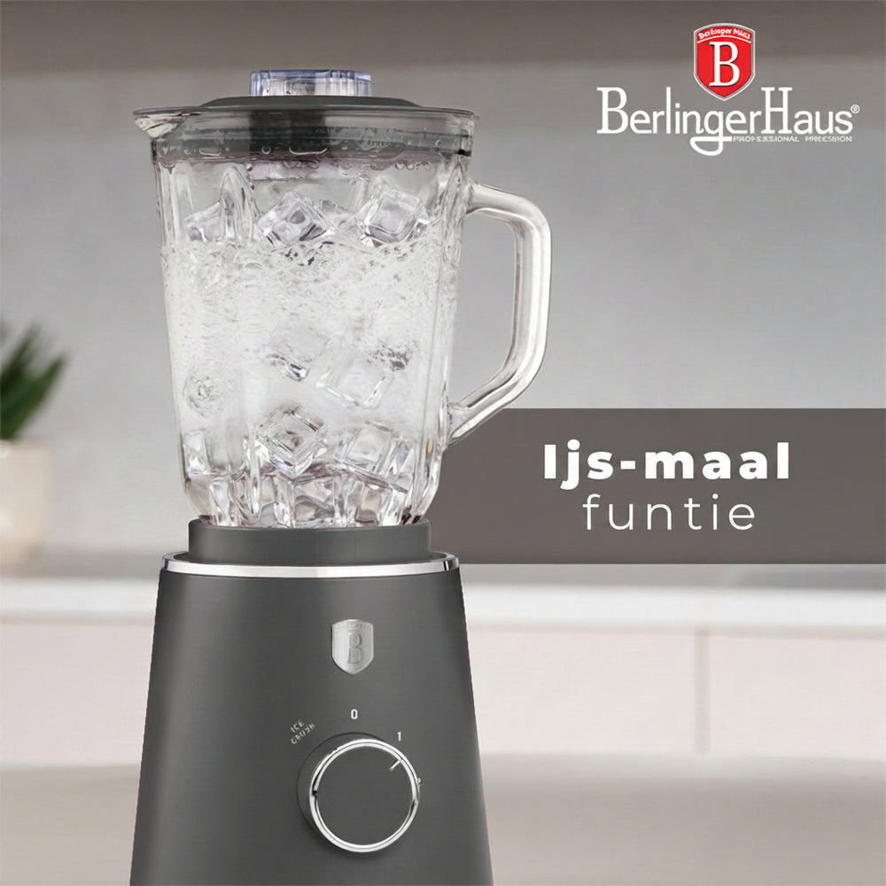 Berlinger Haus Blender Mat Antraciet - Glazen Kan - 1.5 Liter - 1000W