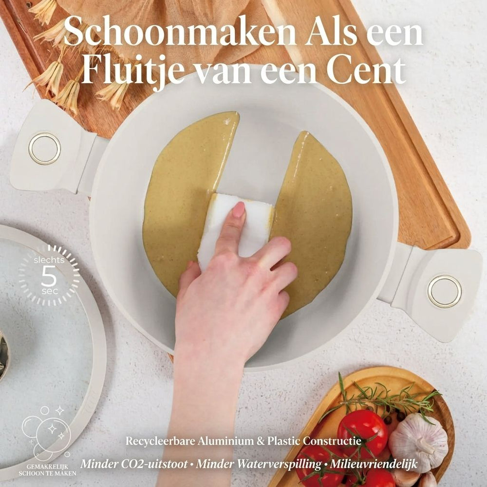 Berlinger Haus Pannenset Mat Crème 11-Delig - Kookpan ø 20, 24, 28 cm, Koekenpan ø 24, 28 cm & Steelpan ø 16 cm - Geschikt voor alle warmtebronnen