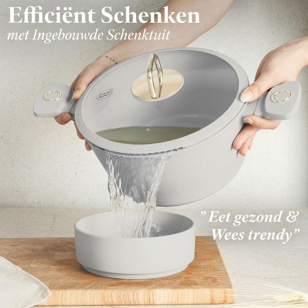 Berlinger Haus Pannenset Mat Crème 11-Delig - Kookpan ø 20, 24, 28 cm, Koekenpan ø 24, 28 cm & Steelpan ø 16 cm - Geschikt voor alle warmtebronnen
