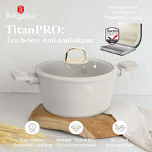 Berlinger Haus Pannenset Mat Crème 11-Delig - Kookpan ø 20, 24, 28 cm, Koekenpan ø 24, 28 cm & Steelpan ø 16 cm - Geschikt voor alle warmtebronnen