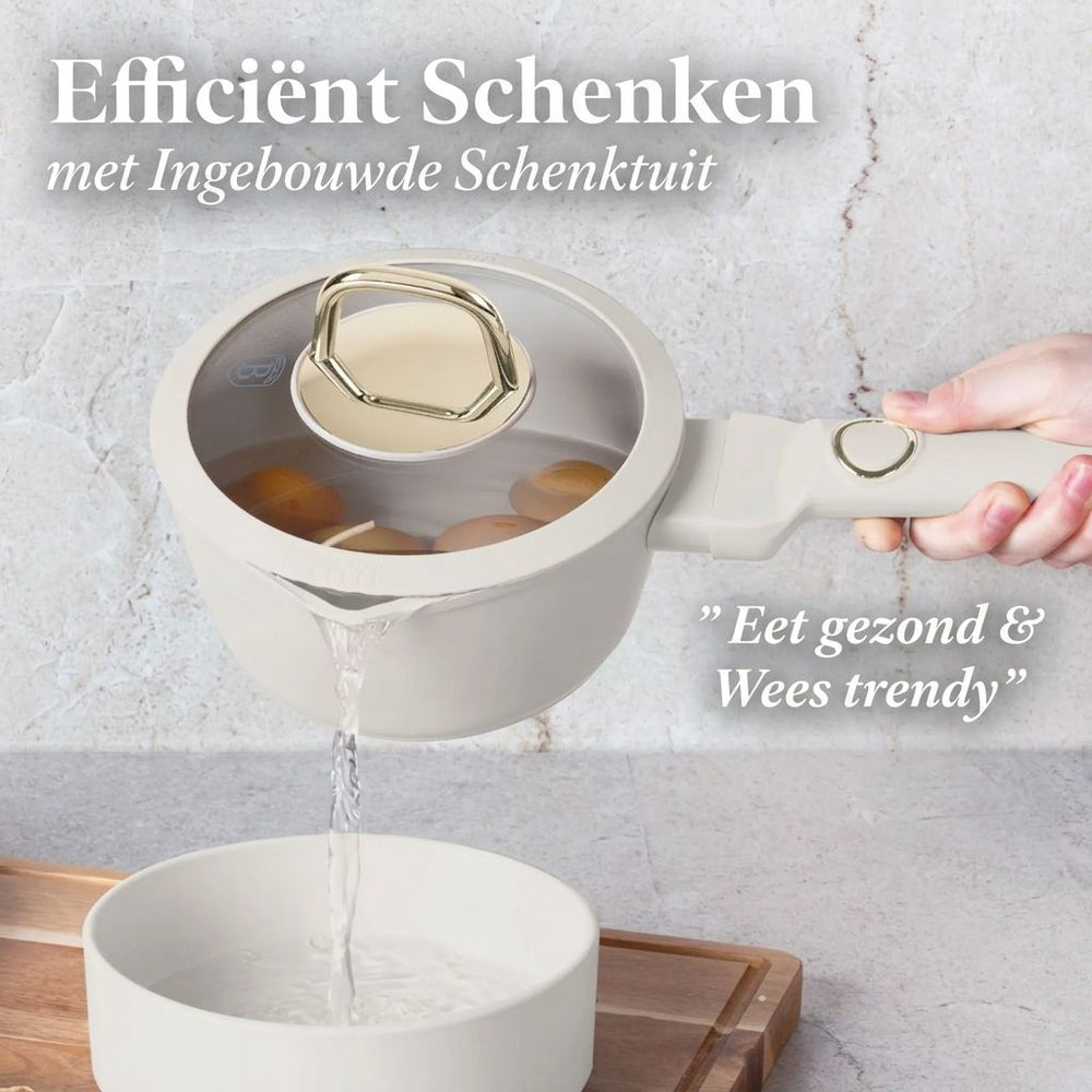 Berlinger Haus Pannenset Mat Crème 11-Delig - Kookpan ø 20, 24, 28 cm, Koekenpan ø 24, 28 cm & Steelpan ø 16 cm - Geschikt voor alle warmtebronnen