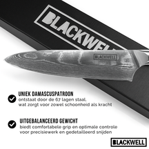 Blackwell Messenset (Koksmes + Officemes) - Japanse stijl - 67 lagen damaststaal - VG10 - 2-delig