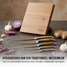Blackwell Messenblok Magnetisch - Koksmessenset - Laguiole - Olijfhout - Koksmes, Broodmes, Vleesmes, Officemes & Schilmes 6-delig