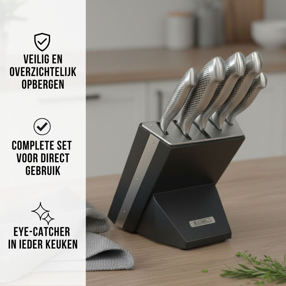 Blackwell Messenblok - Noire - Koksmes, Santokumes, Broodmes, Officemes & Schilmes 6-delig