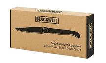 Blackwell Steakmessen Laguiole - Raw Black Lemmet - Olijfhout - 6 Stuks