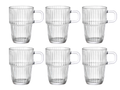 Bormioli Rocco Latte Macchiato Glazen - Irish Coffee Glazen - Koffiekopjes met oor - Stapelbaar - Barshine 315 ml - 6 Stuks