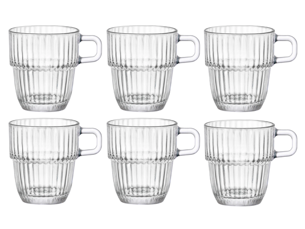 Bormioli Rocco Koffiekopjes met oor - Stapelbaar - Barshine 185 ml - 6 Stuks