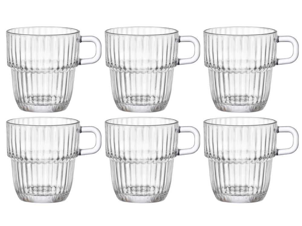 Bormioli Rocco Theeglazen - Koffieglazen met oor - Stapelbaar - Barshine 250 ml - 6 Stuks