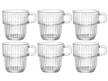 Bormioli Rocco Theeglazen - Koffieglazen met oor - Stapelbaar - Barshine 250 ml - 6 Stuks