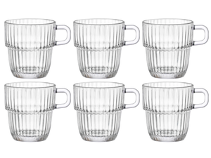 Bormioli Rocco Theeglazen - Koffieglazen met oor - Stapelbaar - Barshine 250 ml - 6 Stuks