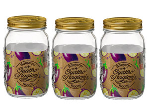 Bormioli Rocco Mason Jar / Weckpot Quattro Stagioni - ø 8.6 cm / 1 liter - 3 stuks