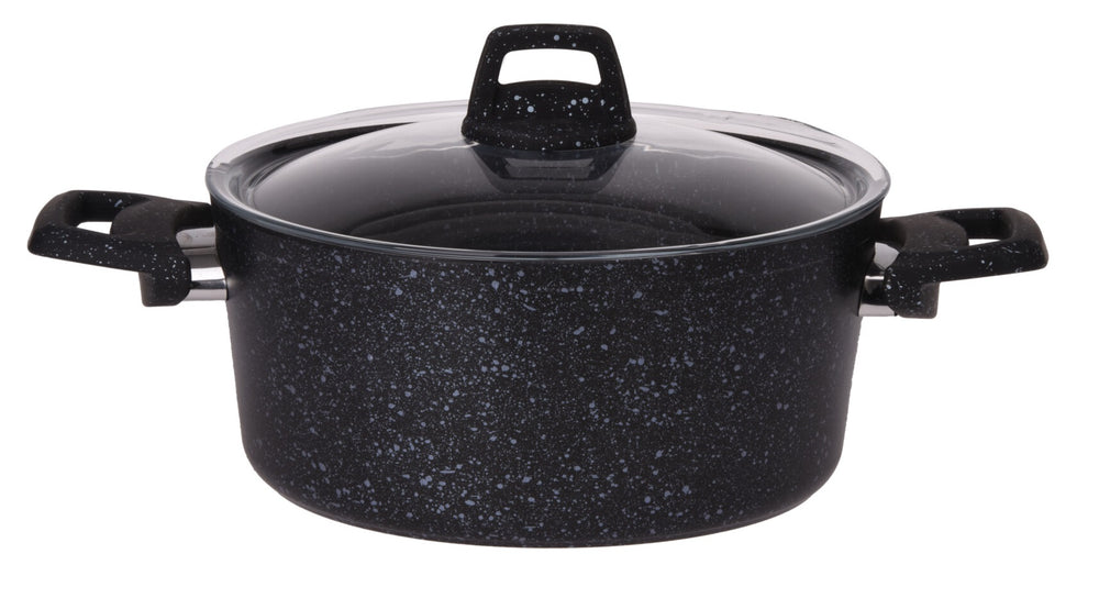 Cookinglife Kookpan met deksel - Black Speckle - Aluminium Ø 22 cm / 3.5 Liter - Geschikt voor alle warmtebronnen - standaard anti-aanbaklaag