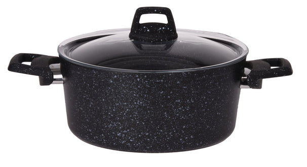 Cookinglife Kookpan met deksel - Black Speckle - Aluminium Ø 22 cm / 3.5 Liter - Geschikt voor alle warmtebronnen - standaard anti-aanbaklaag