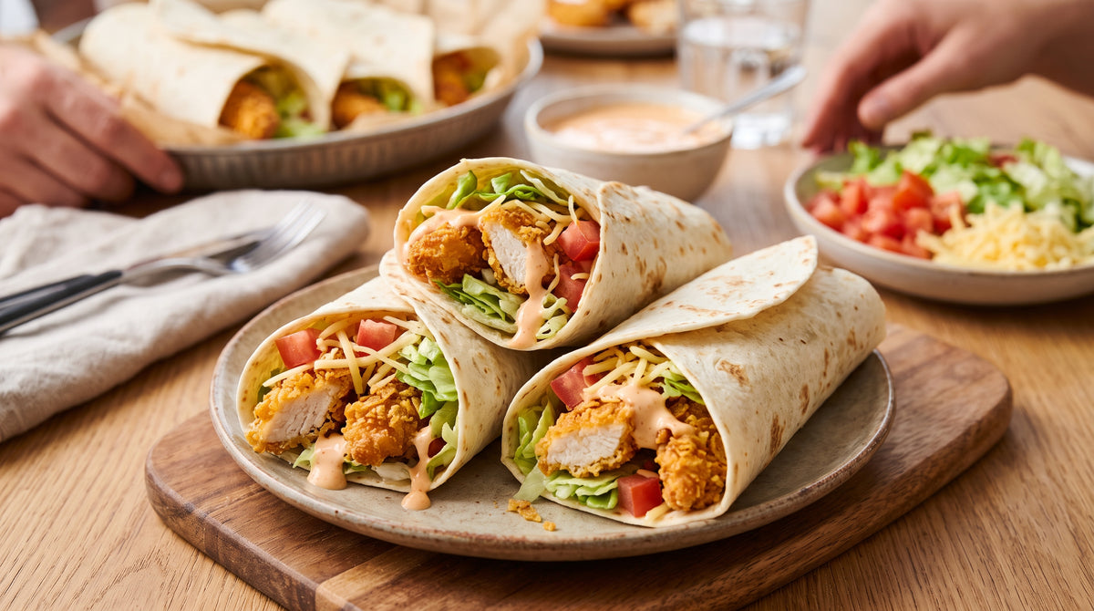 Knapperige kip, frisse groenten en een romige saus in één wrap