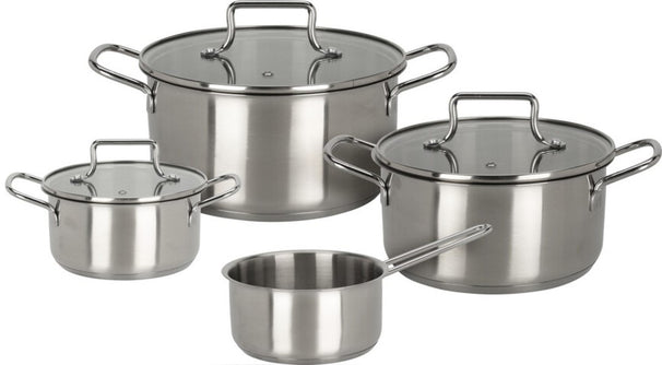Cookinglife Pannenset Essential Steel 4-Delig - RVS - Kookpan ø 16, 18, 20 cm & Steelpan ø 16 cm - geschikt voor alle warmtebronnen