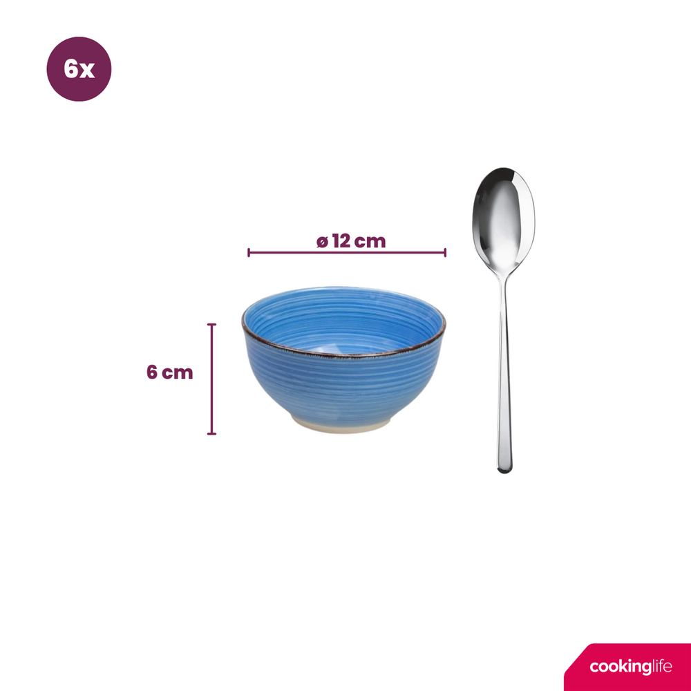 Cookinglife Kleine kommen Delice Blauw ø 12 cm - 6 stuks