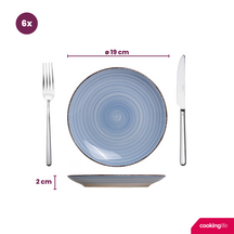 Cookinglife Serviesset Delice Blauw 18-delig / 6 personen - 6 dinerborden, 6 diepe borden en 6 ontbijtborden