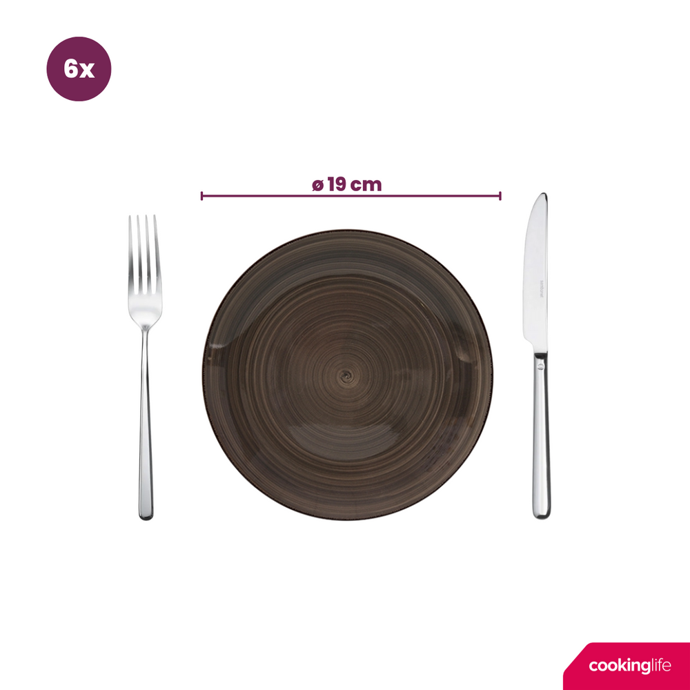 Cookinglife Ontbijtborden / Dessertborden Delice Grijs ø 19 cm - 6 stuks