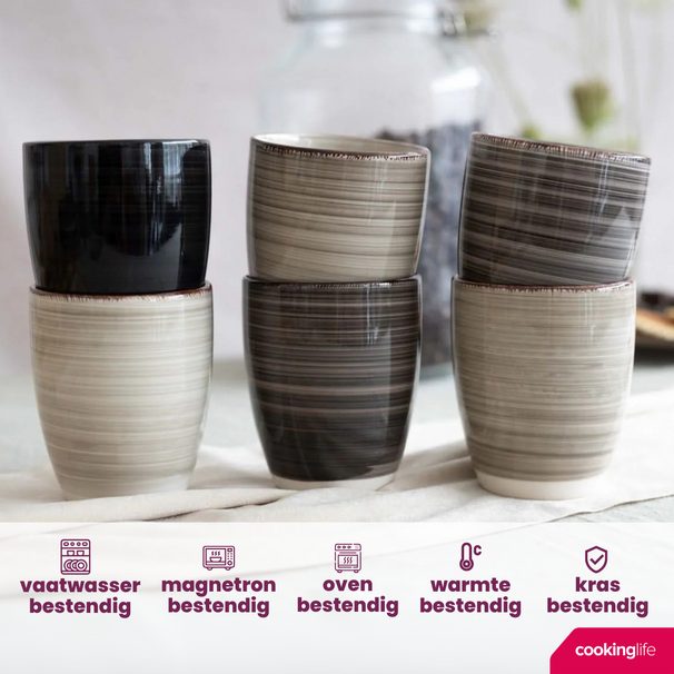 Cookinglife Bekers Delice Grijs 350 ml - 6 stuks