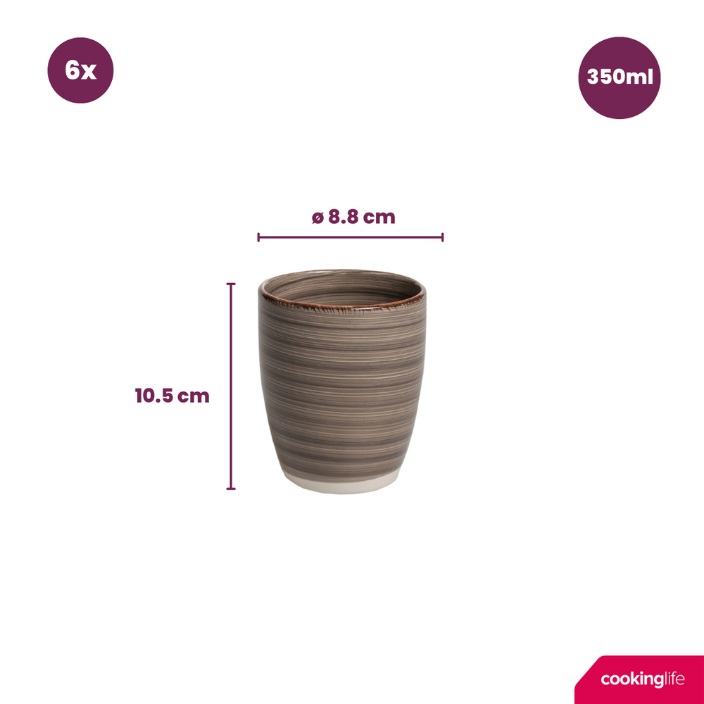 Cookinglife Bekers Delice Grijs 350 ml - 6 stuks