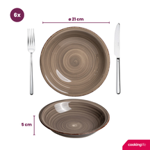 Cookinglife Diepe borden / Pastaborden Delice Grijs ø 21 cm - 6 stuks