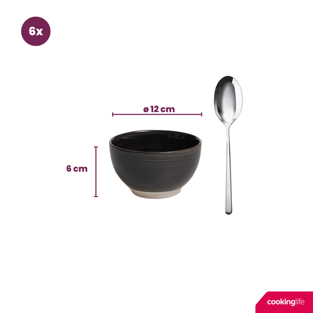 Cookinglife Kleine kommen Delice Grijs ø 12 cm - 6 stuks