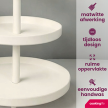 Cookinglife Etagère metaal creme ø 15, 20 & 25 cm - 3-laags - 35 cm hoog