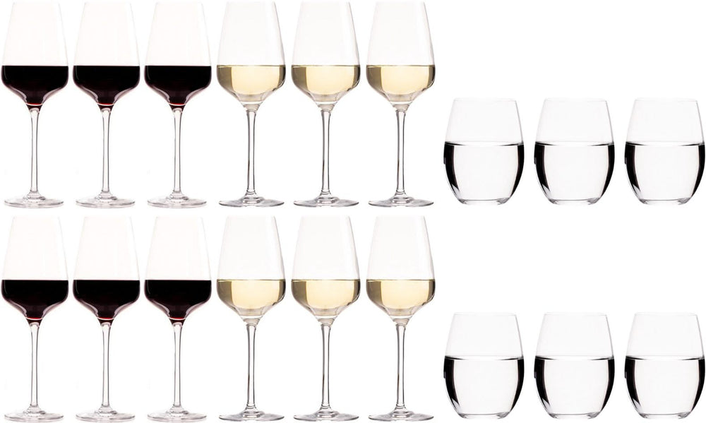 Chef & Sommelier Wijnglazenset Sublym (Rode wijnglazen & Witte wijnglazen & Waterglazen) - 18 delige set - 6 rode wijnglazen, 6 witte wijnglazen en 6 waterglazen