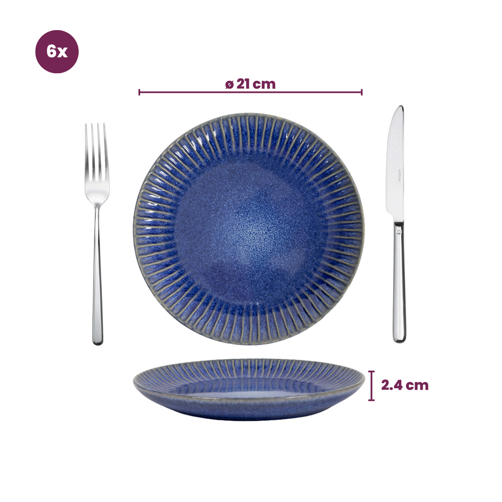 Cookinglife Serviesset Aqua Maris 18-delig / 6 personen - 6 dinerborden, 6 ontbijtborden en 6 kommen